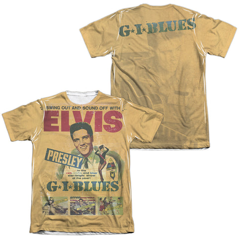 Elvis Presley/gi Blues (front/back Print)-adult Poly/cotton S/s Tee-white
