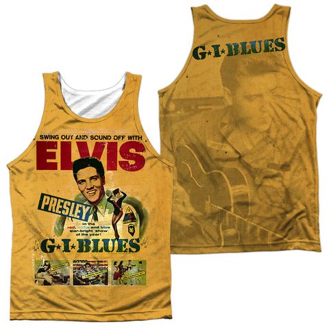 Elvis Presley/gi Blues (front/back Print)-adult 100% Poly Tank Top-white