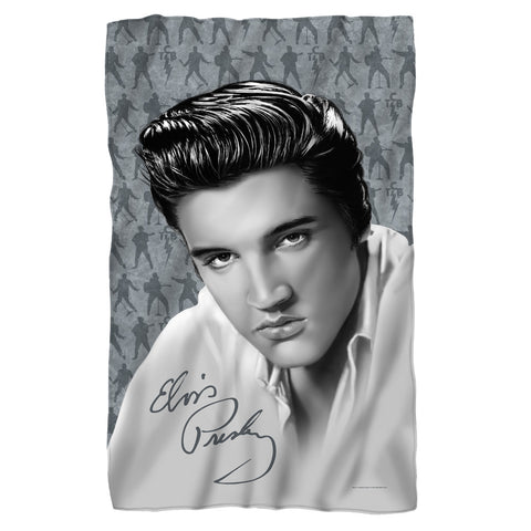 Elvis Presley/moves-fleece Blanket-white