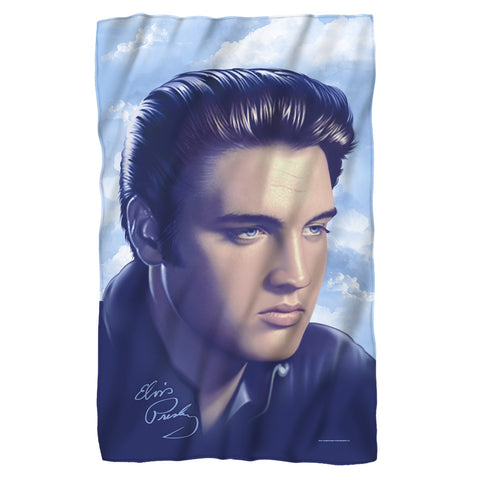 Elvis Presley/big Portrait-fleece Blanket-white