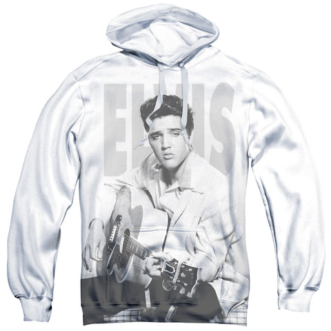 Elvis Presley/play Me A Song-adult Poly Pullover Hoodie-white