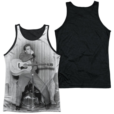 Elvis Presley/on Your Toes-adult Poly Tank Top Black Back-white