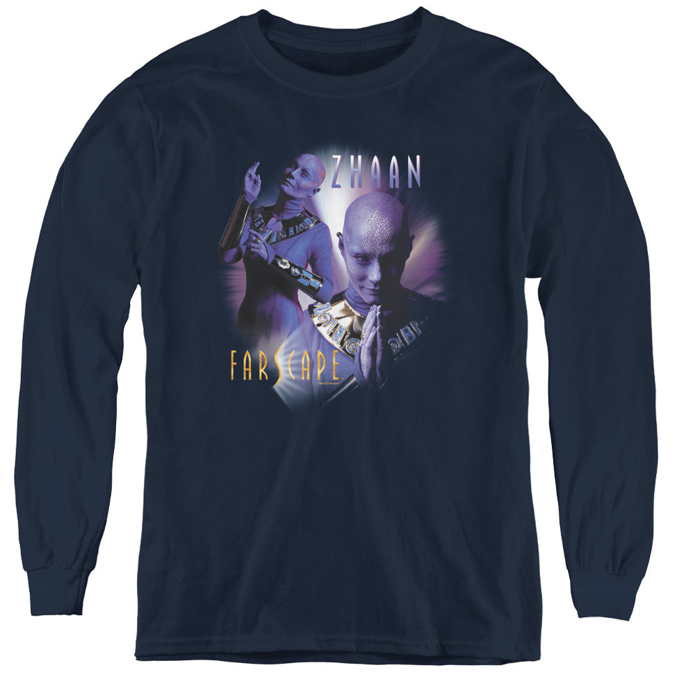 Farscape/zhaan - Youth Long Sleeve Tee - Navy