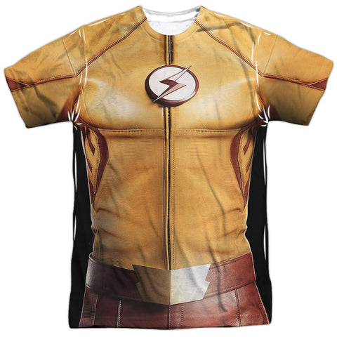 Flash/kid Flash Uniform-s/s Adult Poly Crew-white
