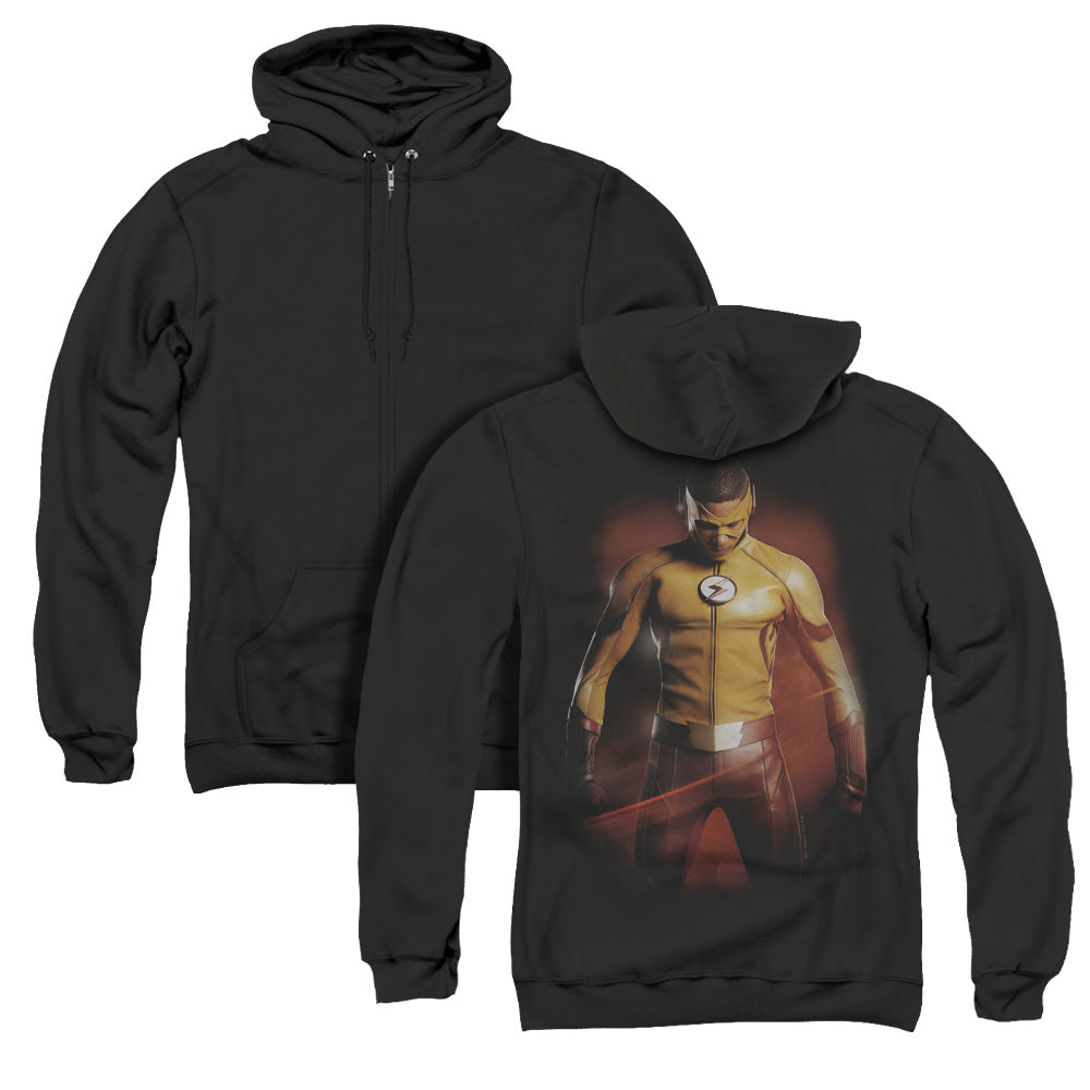 Flash/kid Flash (back Print) - Adult Zipper Hoodie-black