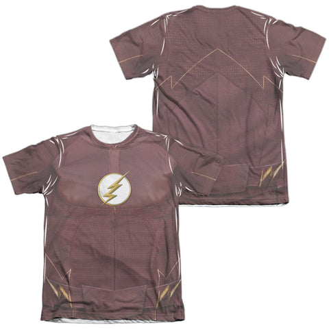 Flash/season Four Uniform (front/back Print)-adult Poly/cotton S/s Tee-white