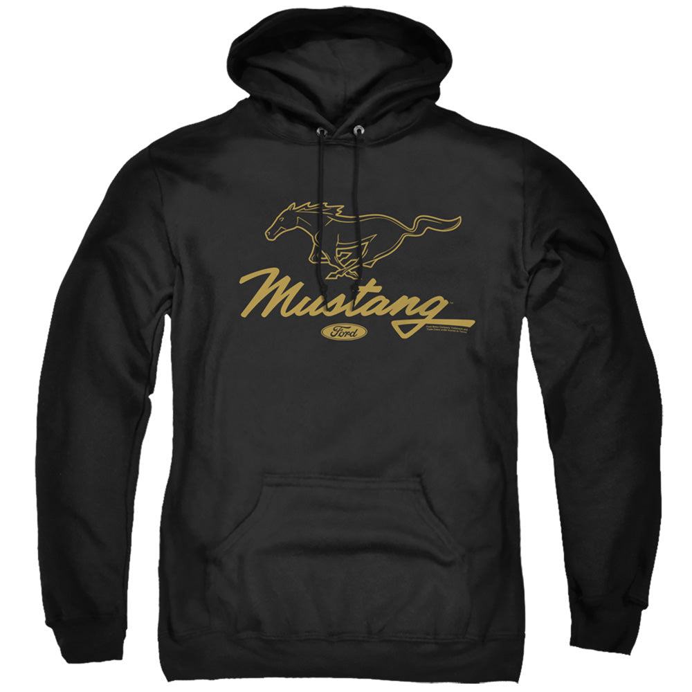 Ford Mustang/pony Script-adult Pull-over Hoodie-black