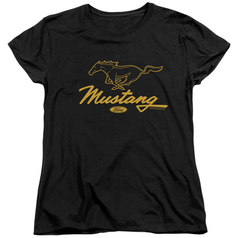 Ford Mustang/pony Script-s/s Women's Tee-black