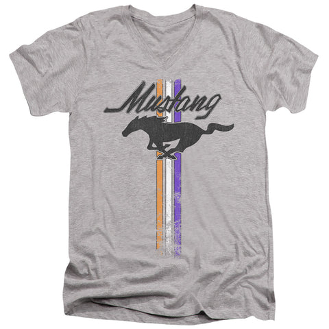 Ford Mustang/mustang Stripes-s/s Adult V-neck 30/1-athletic Heather