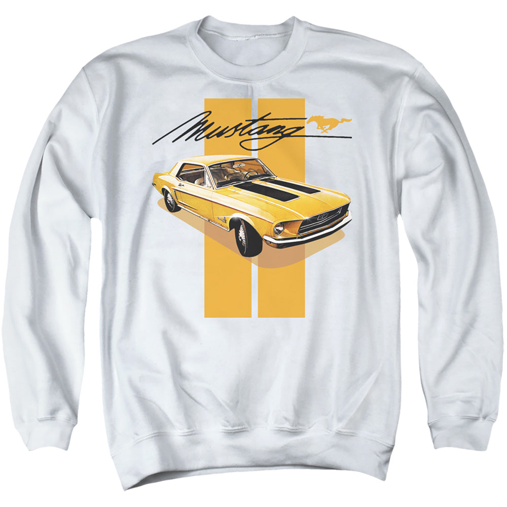 Ford Mustang/stang Stripes-adult Crewneck Sweatshirt-white