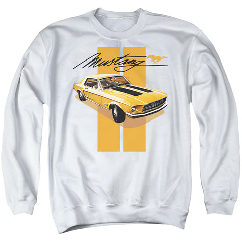 Ford Mustang/stang Stripes-adult Crewneck Sweatshirt-white