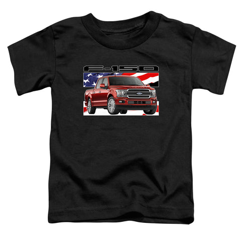 Ford Trucks/f 150 Flag-s/s Toddler Tee-black
