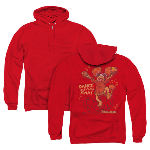 Fraggle Rock/dance (back Print) - Adult Zipper Hoodie-red