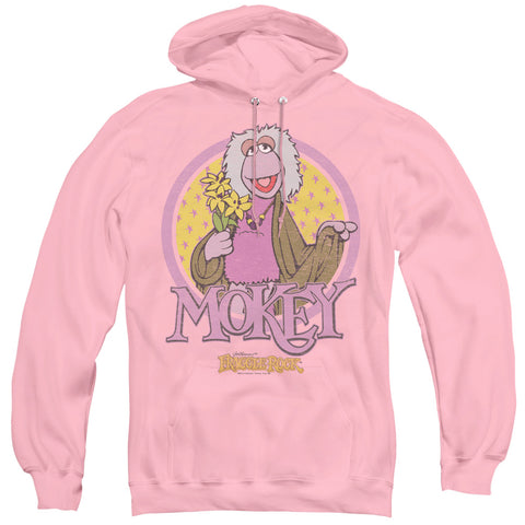 Fraggle Rock/mokey Circle-adult Pull-over Hoodie-pink