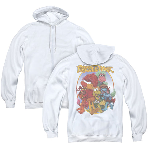 Fraggle Rock/group Hug (back Print) - Adult Zipper Hoodie-white