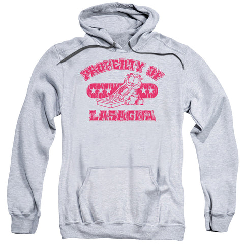 Garfield/property Of Lasagna-adult Pull-over Hoodie-athletic Heather