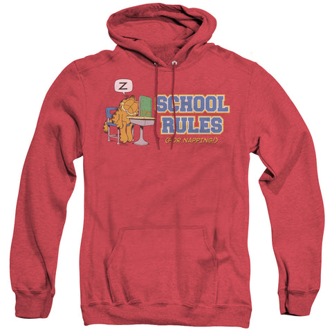 Garfield/school Rules - Adult Heather Hoodie - Red