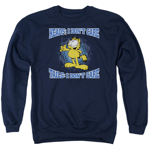 Garfield/heads Or Tails - Adult Crewneck Sweatshirt - Navy