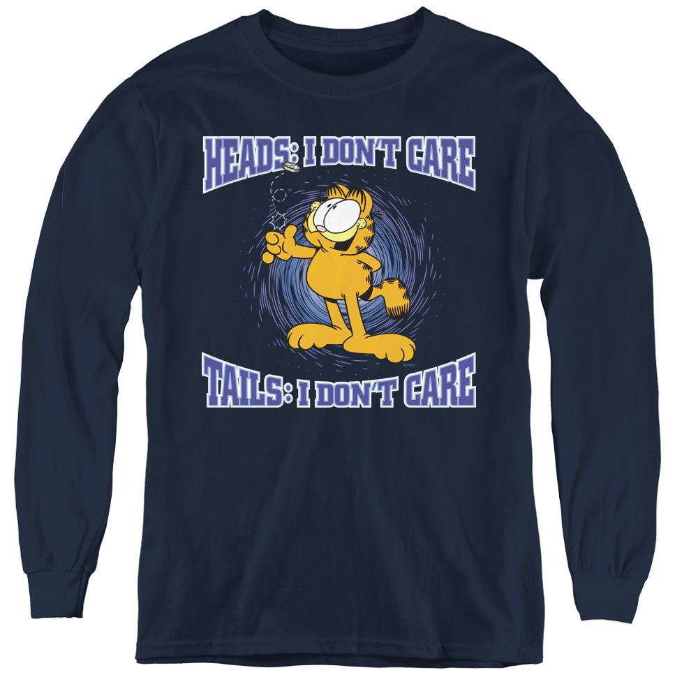 Garfield/heads Or Tails - Youth Long Sleeve Tee - Navy