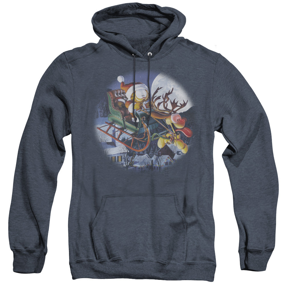 Garfield/moonlight Ride-adult Heather Hoodie-navy