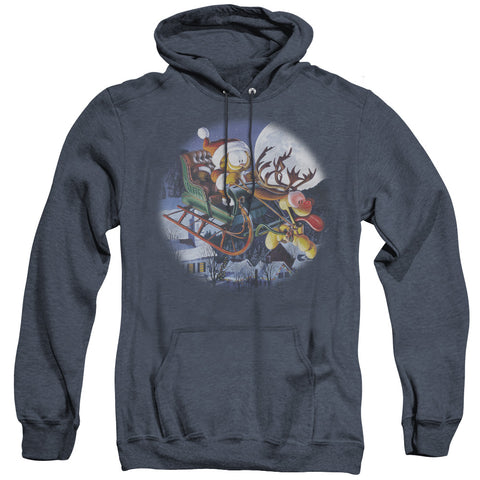 Garfield/moonlight Ride-adult Heather Hoodie-navy