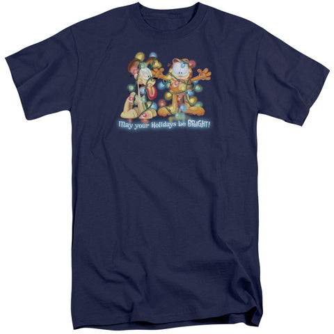 Garfield/bright Holidays-s/s Adult Tall-navy