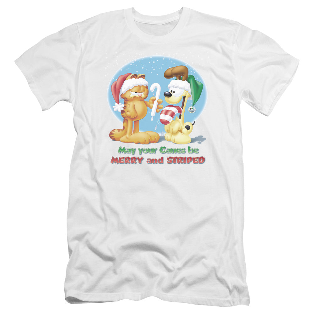Garfield/merry And Striped-premuim Canvas Adult Slim Fit 30/1-white