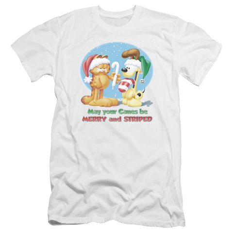 Garfield/merry And Striped-premuim Canvas Adult Slim Fit 30/1-white
