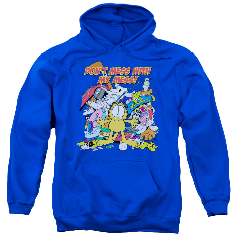 Garfield/my Mess-adult Pull-over Hoodie-royal Blue