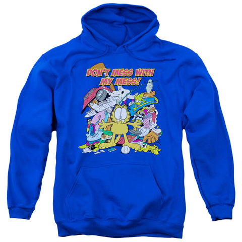 Garfield/my Mess-adult Pull-over Hoodie-royal Blue