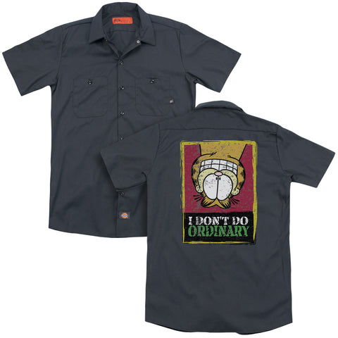 Garfield/i Dont Do Ordinary (back Print) - Adult Work Shirt - Charcoal