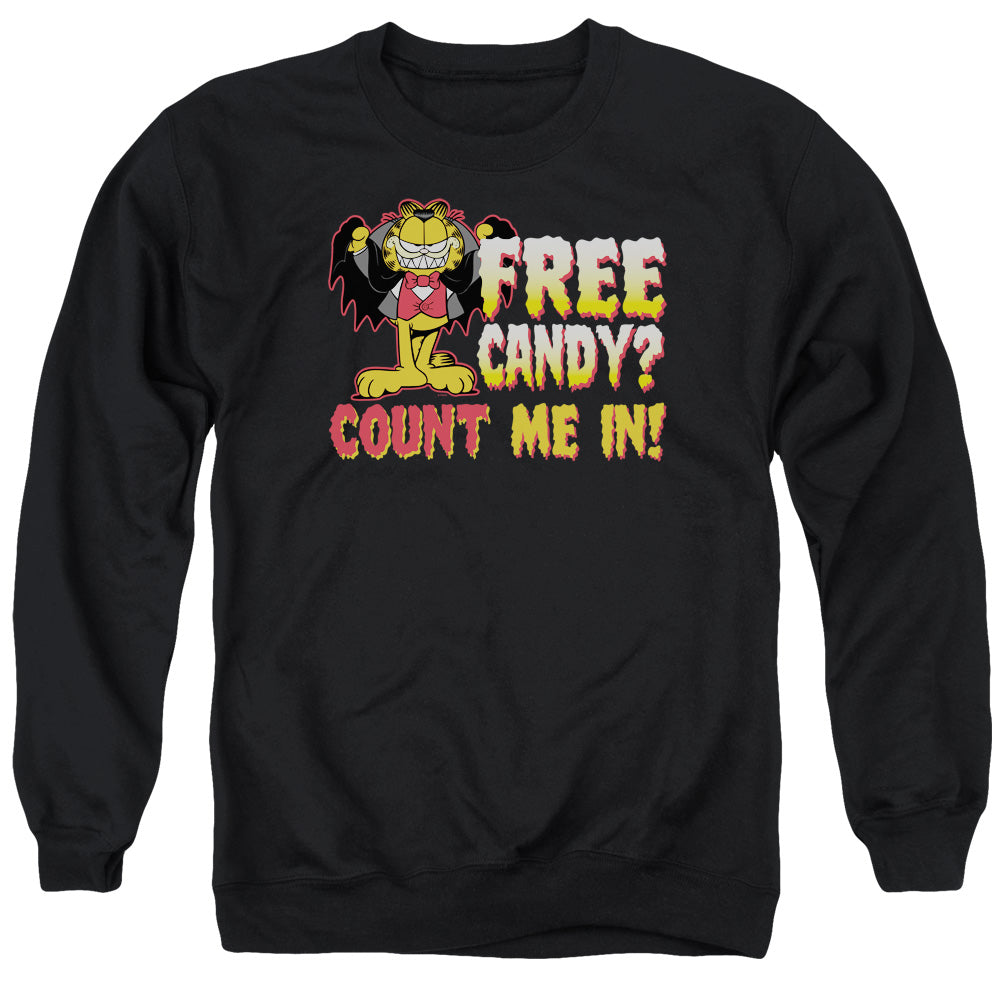 Garfield/count Me In - Adult Crewneck Sweatshirt - Black