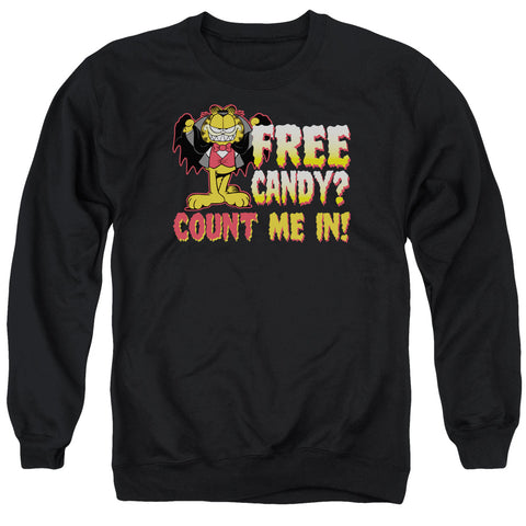 Garfield/count Me In - Adult Crewneck Sweatshirt - Black