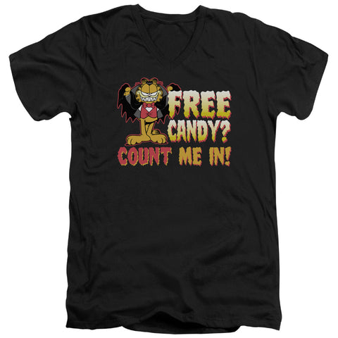 Garfield/count Me In - S/s Adult V-neck - Black