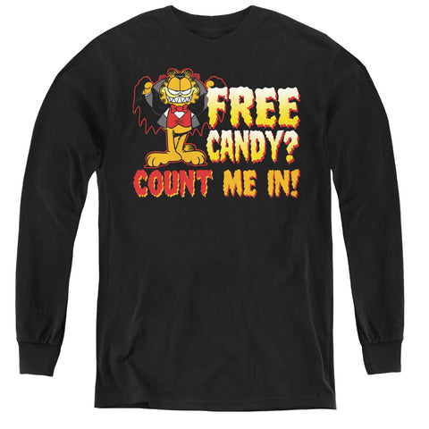 Garfield/count Me In - Youth Long Sleeve Tee - Black