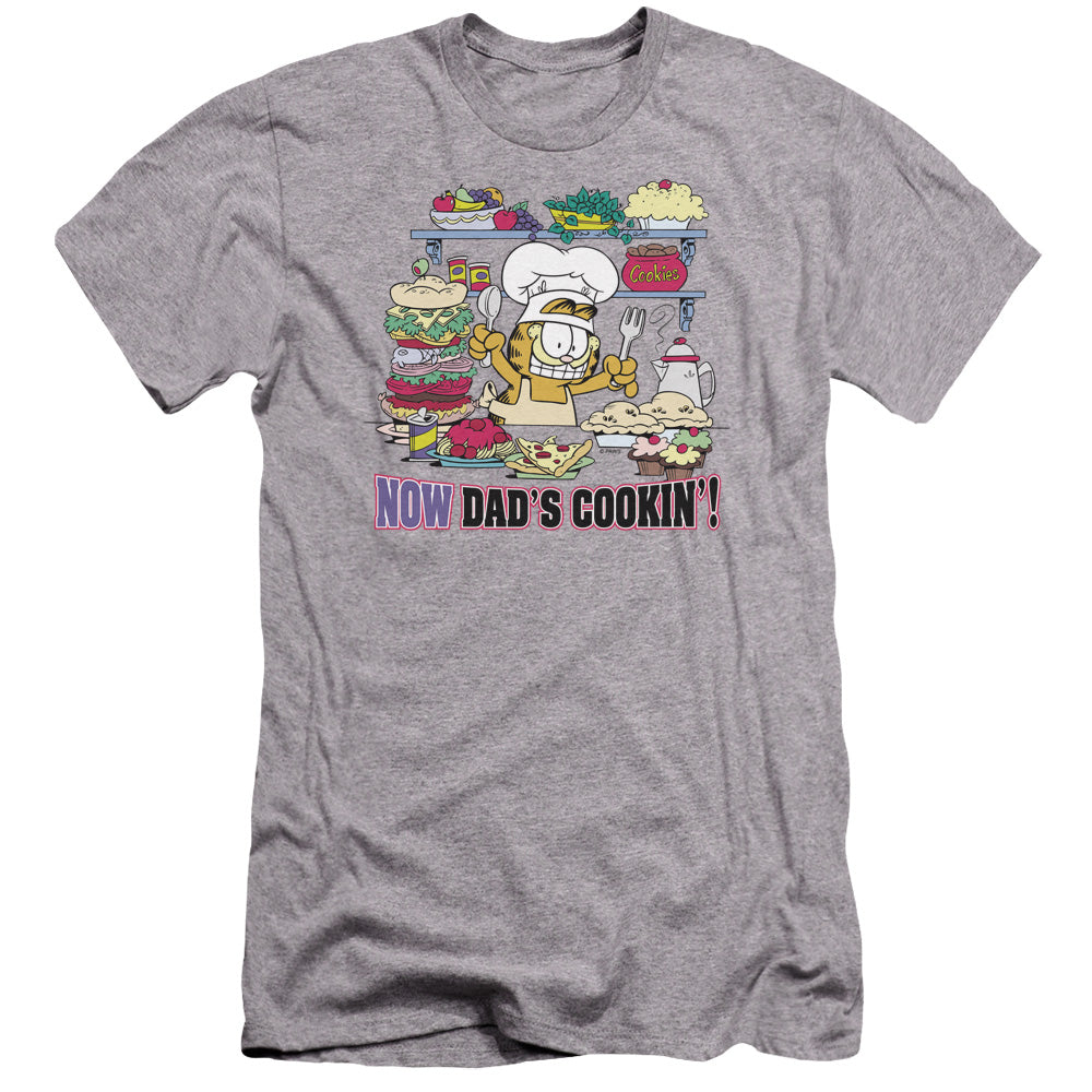 Garfield/now Dads Cooking-premuim Canvas Adult Slim Fit 30/1-athletic Heather