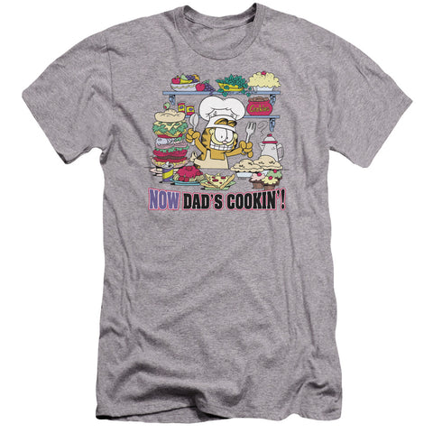 Garfield/now Dads Cooking-premuim Canvas Adult Slim Fit 30/1-athletic Heather