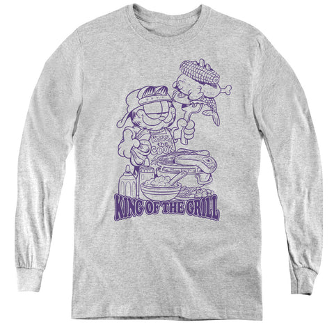 Garfield/king Of The Grill - Youth Long Sleeve Tee - Athletic Heather