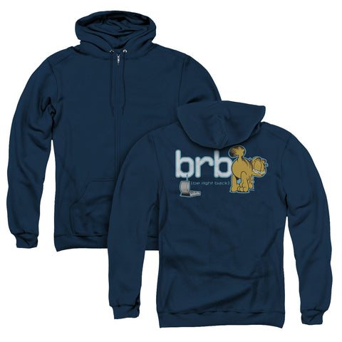 Garfield/be Right Back (back Print) - Adult Zipper Hoodie - Navy