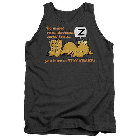 Garfield/stay Awake-adult Tank-charcoal