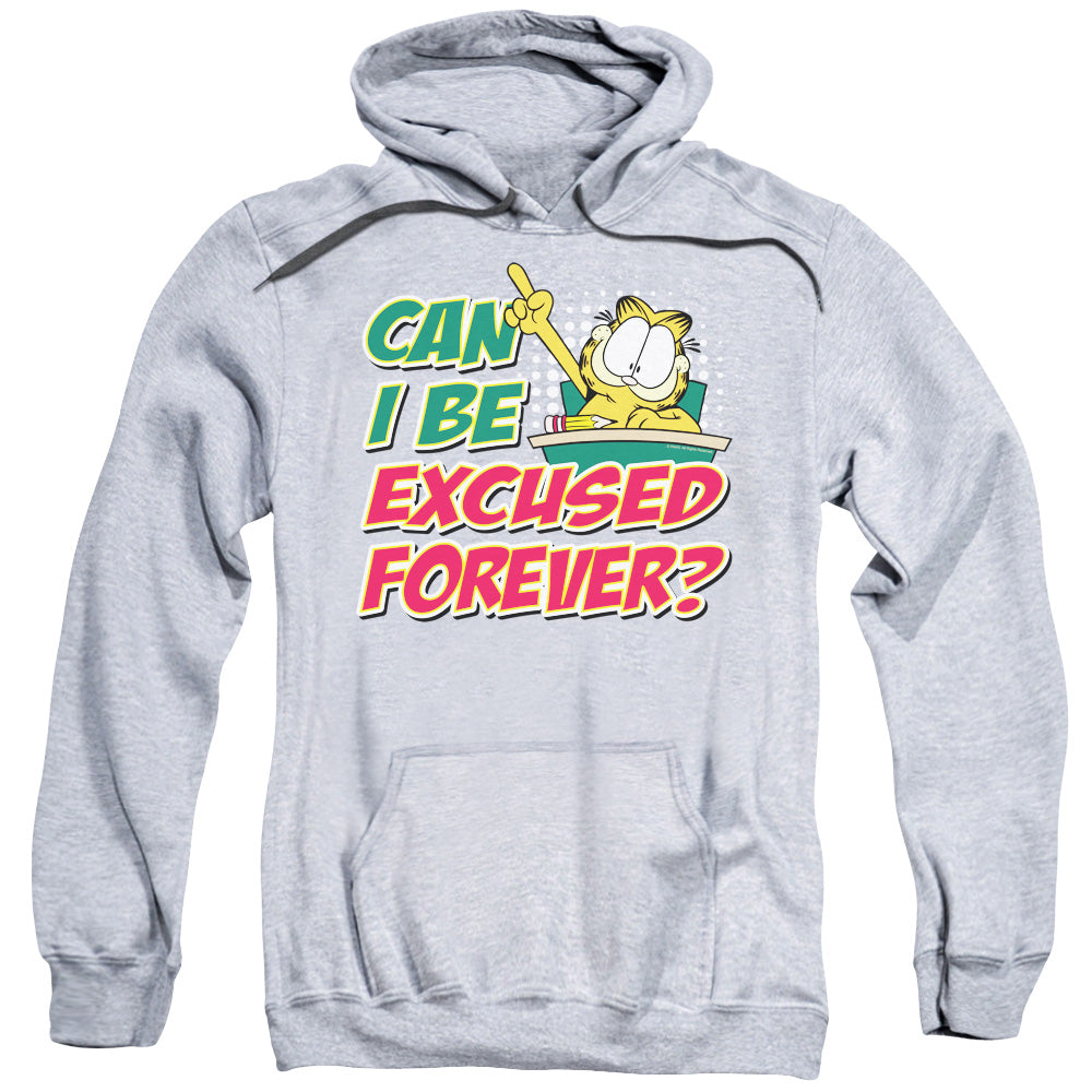 Garfield/excused Forever-adult Pull-over Hoodie-athletic Heather