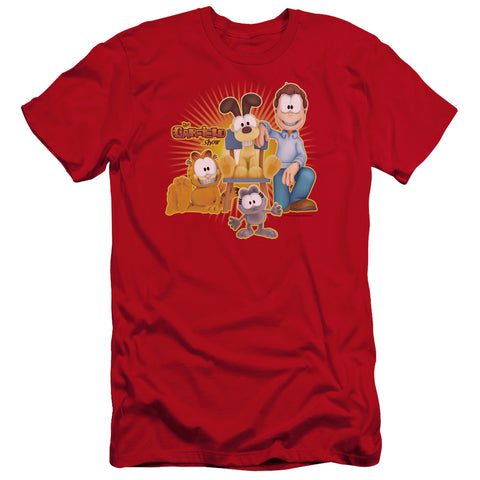 Garfield/say Cheese-premuim Canvas Adult Slim Fit 30/1-red