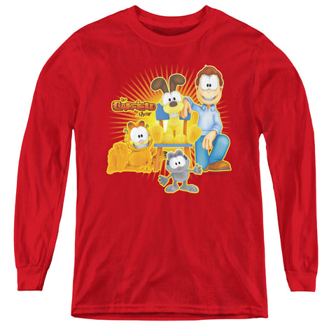 Garfield/say Cheese - Youth Long Sleeve Tee - Red