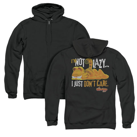 Garfield/not Lazy (back Print) - Adult Zipper Hoodie - Black