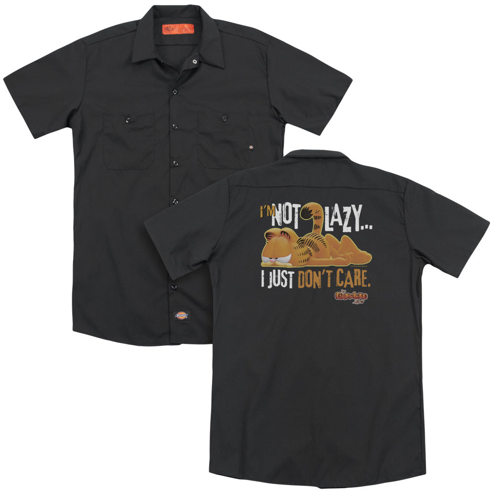Garfield/not Lazy (back Print) - Adult Work Shirt - Black