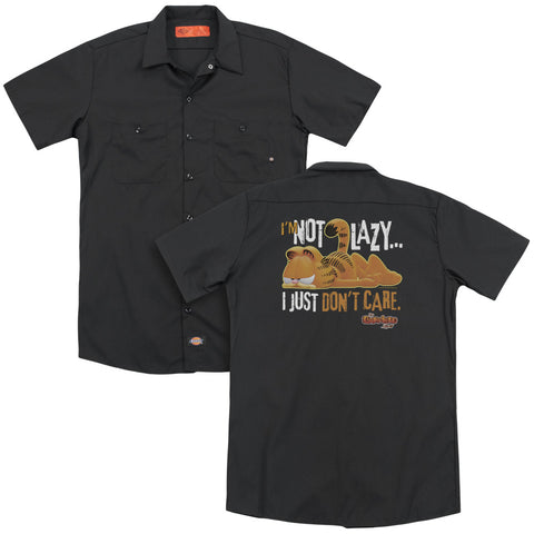 Garfield/not Lazy (back Print) - Adult Work Shirt - Black