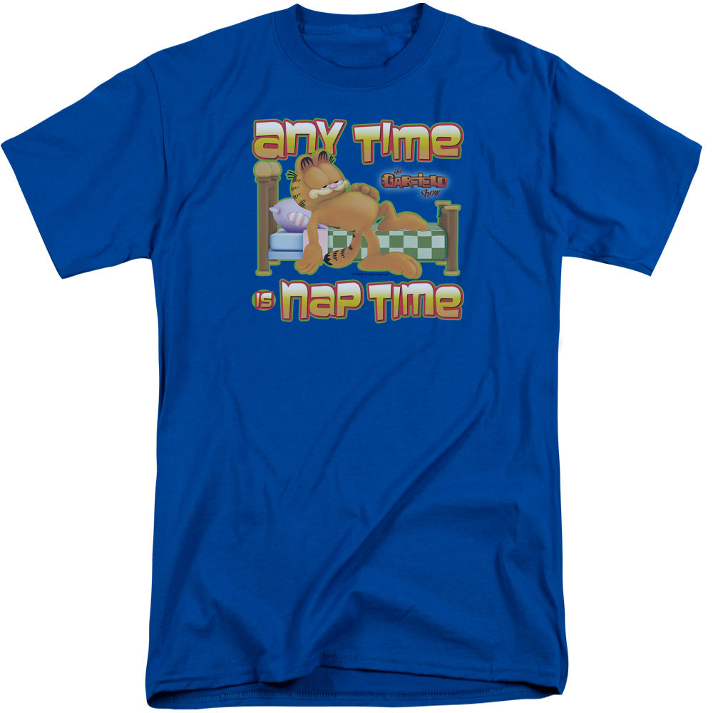 Garfield/nap Time-s/s Adult Tall-royal Blue
