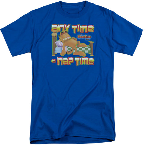 Garfield/nap Time-s/s Adult Tall-royal Blue