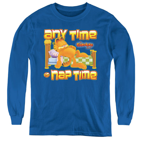 Garfield/nap Time - Youth Long Sleeve Tee - Royal Blue