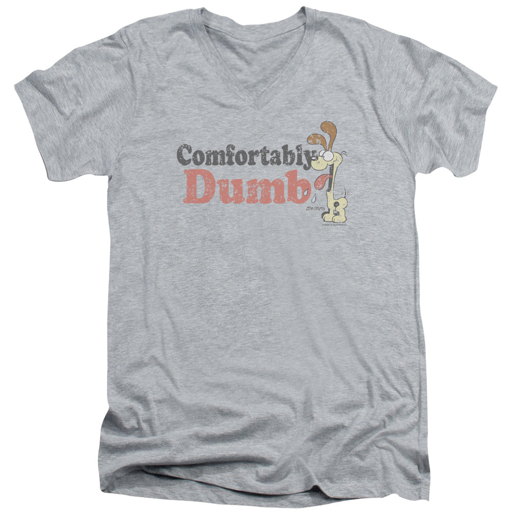 Garfield/comfortably Dumb - S/s Adult V-neck - Athletic Heather